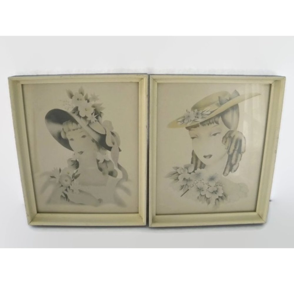 2 Lithographs 19th Century Women With Bonnets